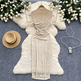 Royal Sister Dress Goddess Fan Temperament Heart Folds To Receive The Waist Thin Long Bag Of Hip