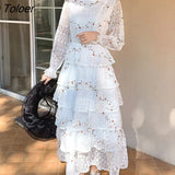 Pink Lace Woman Dresses 2023 Autumn Long-sleeve Floral Embroidery Elegant Party Maxi Dress Woman Bud
