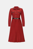 Belted Button Down Pleated