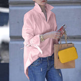 Burst Spring And Summer Lady Long-Sleeved Shirt Women's Street Fashion Loose Solid Color Large-Size