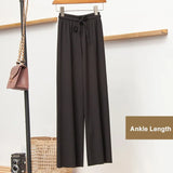 New High Waist Soft Comfort Women's Pants Casual Spring Summer Woman Pants Ice Silk Ankle-Length Trousers Female