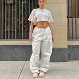 Clothing Oversized Drawstring Low Waist Parachute Loose Fit Sweatpants Trousers Women Jogger Cargo Pants Streetwear