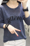 Fashion 2023 Spring Shinny T Shirt Women Paris Letter Printed Casual O Neck Long Sleeve Harajuku Shirts Female