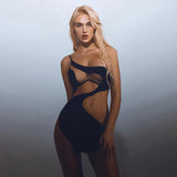 Women's Perspective Mesh Patchwork Sexy Dress Summer 2022 Slash Neck Bodycon Dress for Women Party Evening Slim Fit Dress