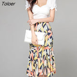 Style Fashion Elegant Office Slim Set Women Summer Lady Square Collar Short Sleeve Tops Print Mermaid Skirt 2 Piece