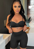 Sexy Sleeveless High Waist Solid Skinny Sports Two Piece Shorts