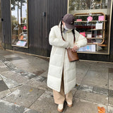 New East Gate 2024 Autumn Winter New Big Quilt Down Cotton Padded Clothes Padded Clothes Female Long Over The Knee Fried Street Coat-Outfit