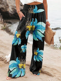 Spring And Summer New Four Seasons Of Leisure Wide Leg Trousers Print Burst Loose Trousers