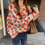 Korobov 2021 Autumn Winter New Women Embroidery Knit Pullovers Korean Long Sleeve Hit Color Patchwork Sweaters Women