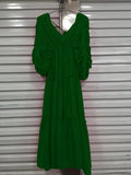 Ruched Midi Dresses For Female V Neck Batwing Sleeve High Waist Loose Summer dress women 2023 Fashion Clothes Style