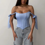 Slimming Small Blouse Female Feeling Dew Back Strap Collarbone Irregular Fish Bone