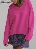 Women's Sweater Oversize Pullover 2022 Winter V Neck Thick Warm Sweaters Womens Pullover Loose Sweaters For Women