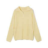 WOTWOY Autumn Winter Thickening Knitted Sweater Women Casual Zipper Polo Collar Loose Knitted Pullovers Female White Jumper