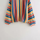 Autumn Casual Loose Multi-Color Hand Crochet