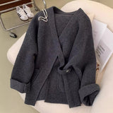 Version Of The Lazy Suit Women 2025 New Autumn And Winter Thick Thick Knitted Knitted Knitted Wide Leg Pants Two