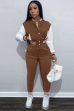 Contrast Color Cropped Top and Pants