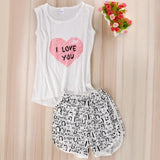 Sexy Lingerie cute cartoon Pyjamas Sleepwear Shirts+Shorts Underwear Nightwear Set Women Pyjamas Sleeveless Pajamas
