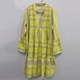 Europe and The United States New Loose V-neck Print Dress Holiday Vacation Geometric Striped Casual Beach Dress