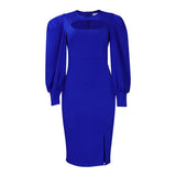 Large-Size Women's Clothing 2025 Autumn New Fashion Temperament Hollow Long Sleeve Open Fork Pure African
