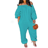Size S-4xl Jumpsuit Women Elegance Wholesale Off Shoulder Solid Casual Sweet Loose Overalls One Piece Outfits
