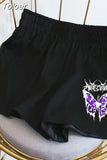 High waist shorts Anime Hip hop Print Casual Women's shorts Black High Waist fashion Shorts female Summer Woman