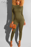 Casual Zipper Up Rompers Womens Jumpsuit Deep V Neck Full Sleeve One Piece Overall Casual Workout Skinny