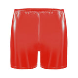 Toloer Men's PVC Mirror Bright Leather Casual Shorts Sexy Zipper Open File Lederhoers Size Accurate-Outfit