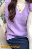 Vintage knitted Sweater Vest Women V-neck Fashion Sweater Pullover Solid Sleeveless Tops For Women Autumn