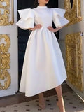 Women's 2025 Summer New Double-Layered Lotus Leaf Sleeves Pure-Colored Dress