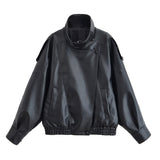 Feng 2025 New Fashion Temperament Women's Lychee Leather Jacket