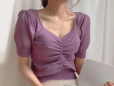 Summer Top Sexy T Shirt Women Elasticity T-Shirt Korean Style Woman Clothes Slim Tshirt Female Casual short Sleeve