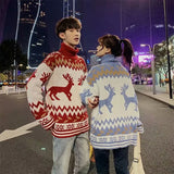 Christmas Sweater Men Autumn Turtleneck Pullover Gengar Spacious Print Patchwork Jumpers Warm Knit Oversized Ugly Sweater