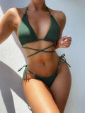 Toloer Single Dress 2023 Bikini Solid Color Sexy Bikini Ladies Split Dress Triangle Bikini B377W-Outfit