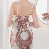 White Formal Sequin Sleeveless V-Neck Mermaid Evening