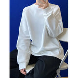 Women Green White Brief Big Size Casual T-shirt New Round Neck Long Sleeve Fashion Tide Spring Autumn 2023