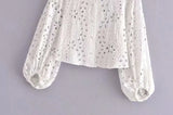 Spring Sleeves Embroidery White Shirt