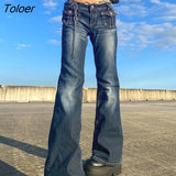 Punk Chain Bandage Wide Leg Pants 90s Baggy Pant Women Oversize Low Rise Y2k Academic Pants Streetwear E-girl
