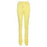 Sisterlinda Street Style Gray Sweatpants for Women Drawstring Casual Extra Long Stacked Pants Winter Thick Warm Trousers