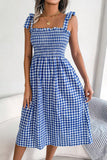 Tie Shoulder Frill Trim Midi