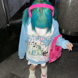 Y2k Aesthetics Hoodies 00s Harajuku Kawaii Pullover Fairycore Patchwork Sweatshirt Oversized E-girl Mall Goth