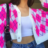 Knitted Cropped Cardigans for Women Korean Buttoned Oversized Sweater Fashion Autumn 2020 Women's Clothing V-Neck