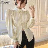 Women Vintage Fashion Design Puff Sleeve Sexy Split Spring Autumn Harajuku Elegant Office Lady Casual Tunic College