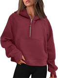 Autumn And Winter New Fashion Leisure Sports Half Zipper Hooded Short Plus Velvet