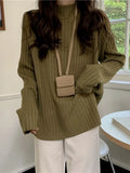 Tops 2022 Women Autumn Winter Loose Solid Color Round Neck Women's Sweater Pullover Bottoming Top Oversized