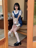 Piece Dress Set Women Fashion Suits Y2k Mini Dress + Casual Blouse Kawaii Clothing Elegant Denim Jean Dress Female 2022