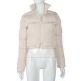 Sisterlinda Faux PU Leather Y2K Bubble Puffer Winter Warm Jacket Women Coats Long Sleeve Outerwear Zipper Casual Slim