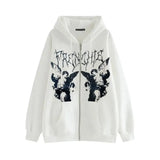 Hop Streetwear Women Angel Dark Print Harajuku Hooded Jacket Sweatshirts Autumn Punk Zipper Y2k Tops Coat Goth