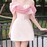 Pink Dress Women Diamond Strapped Spaghetti Elegant Mini Dress Bodycon Sleeveless High Waisted Women's Clothing