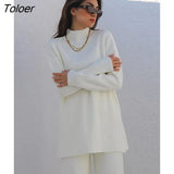 Autumn Winter Casual Outfits Women Two Piece Sets Pullovers Sweater Tops High Waisted Long Pants Outwear Matching