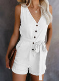 Summer Female Jumpsuit Plus Size Overalls for Women Fashion Streetwear Outfits V-Neck Romper Sleeveless Playsuit